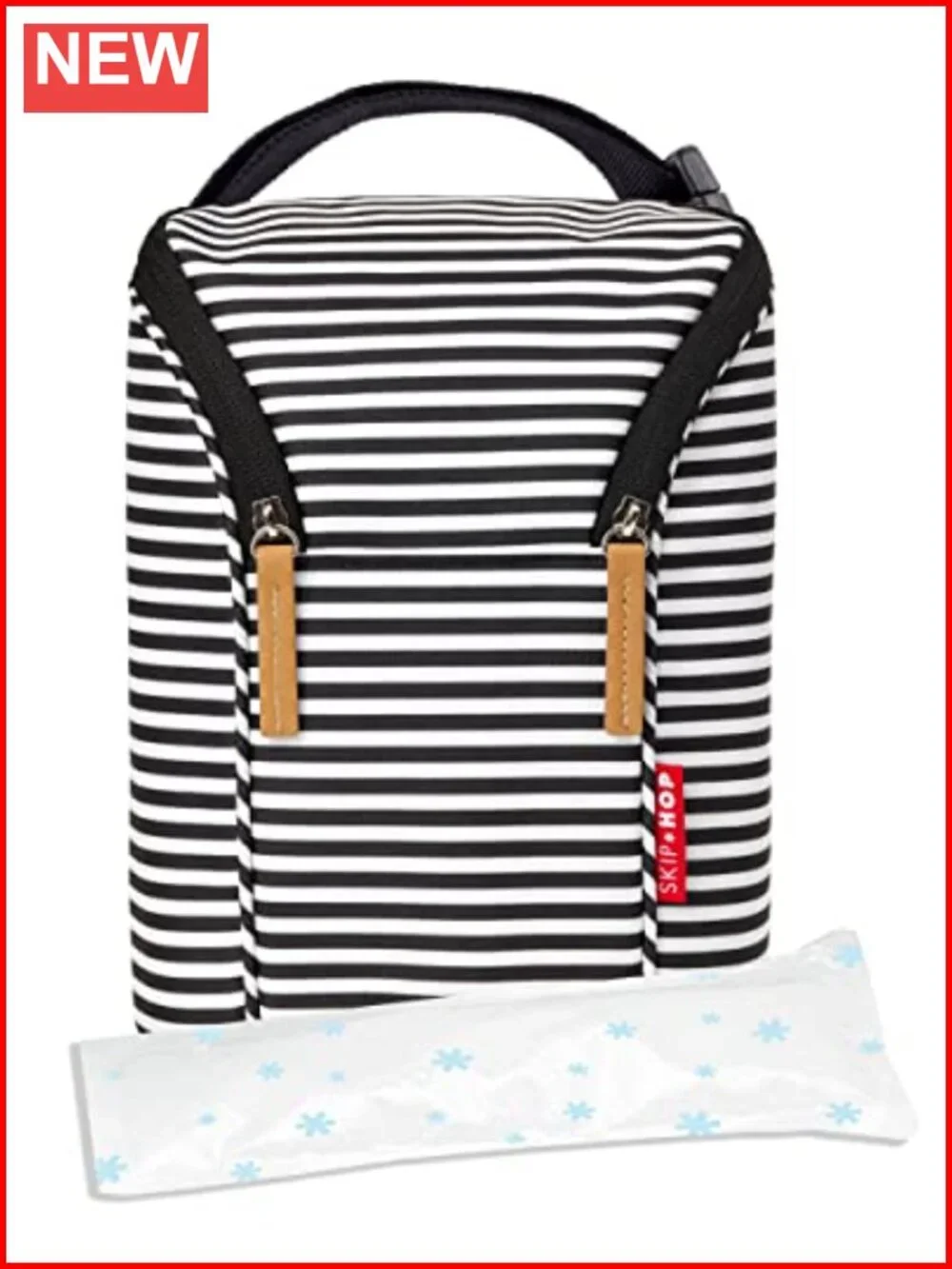 Insulated Double Baby Bottle Bag Cooler with Freezer Pack & Stroller Strap